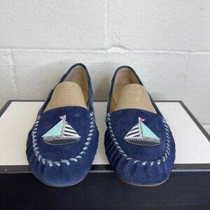 Talbots Sailboat Applique Blue Leather Slip On Comfort Driving Shoes Womens 10 M